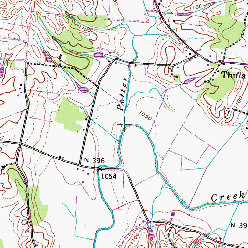 Topographic Map of Potter Creek, TN