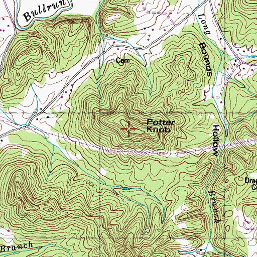 Topographic Map of Potter Knob, TN