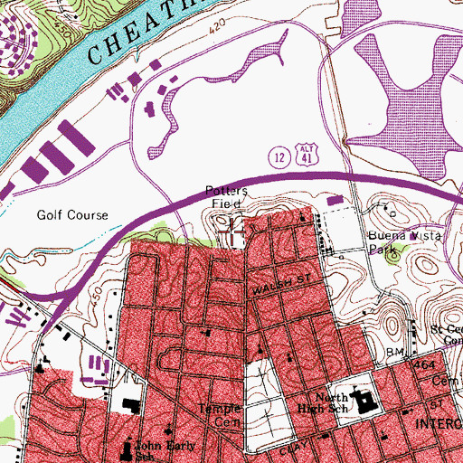 Topographic Map of Potters Field, TN