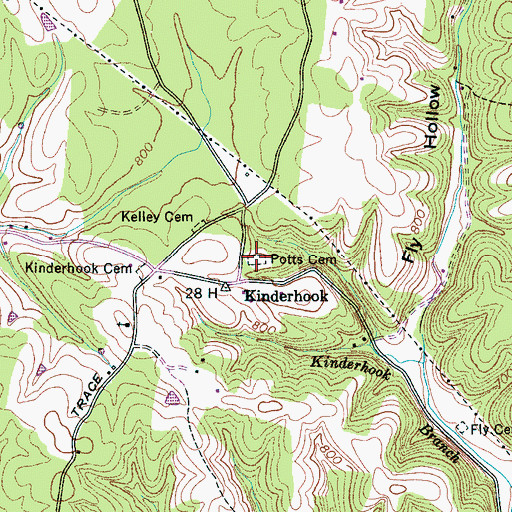 Topographic Map of Potts Cemetery, TN