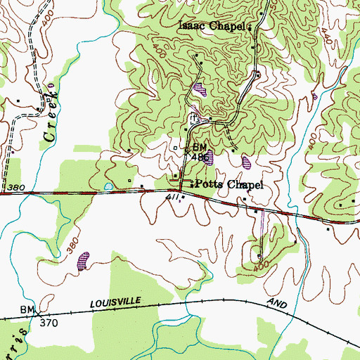 Topographic Map of Potts Chapel, TN
