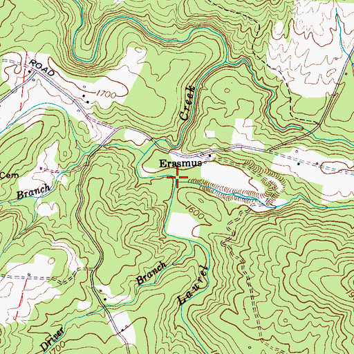 Topographic Map of Potts Creek, TN