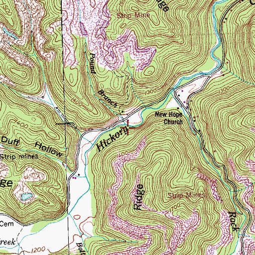 Topographic Map of Pound Branch, TN