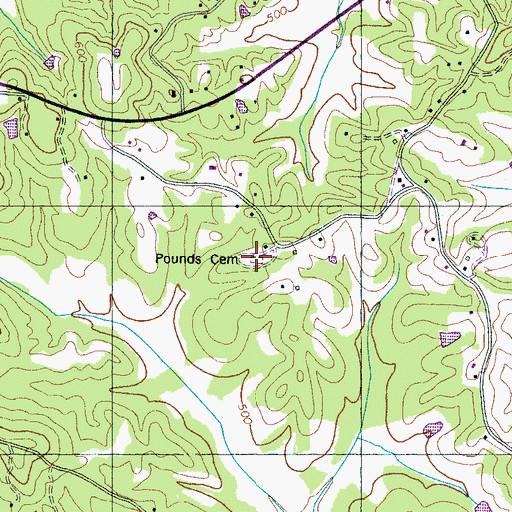 Topographic Map of Pounds Cemetery, TN