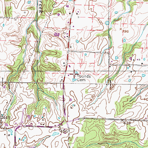 Topographic Map of Pounds Cemetery, TN