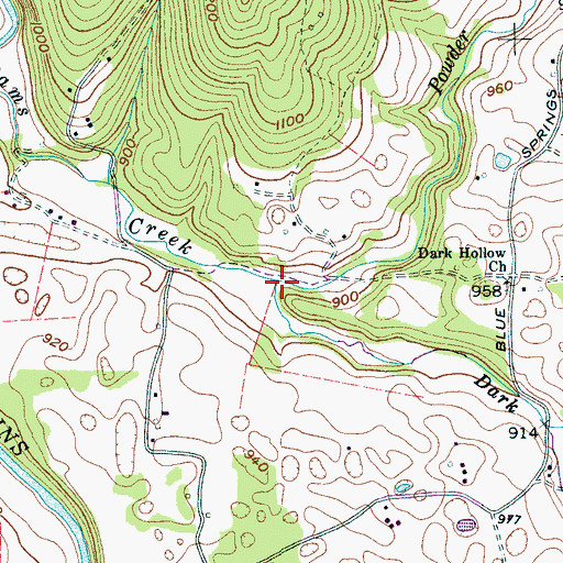 Topographic Map of Powder Mill Hollow, TN