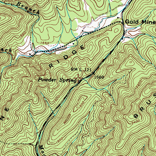 Topographic Map of Powder Spring, TN