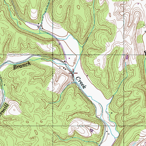 Topographic Map of Powdermill Branch, TN