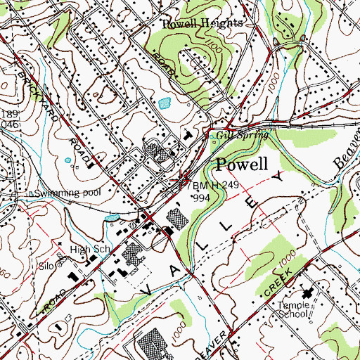Topographic Map of Powell, TN
