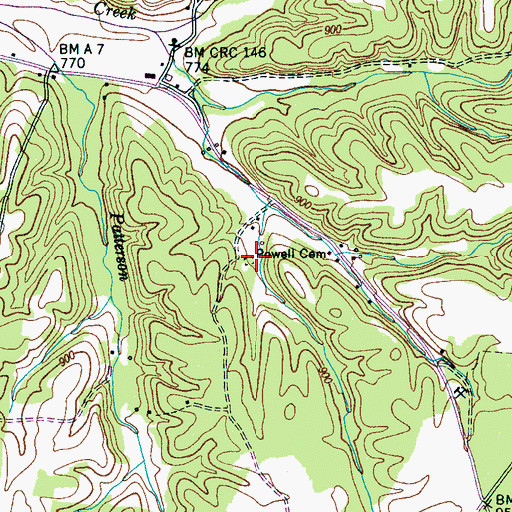 Topographic Map of Powell Cemetery, TN