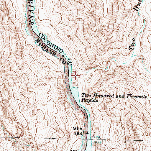 Topographic Map of Two Hundred and Fivemile Creek, AZ