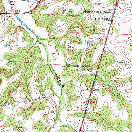 Topographic Map of Powell Cemetery, TN