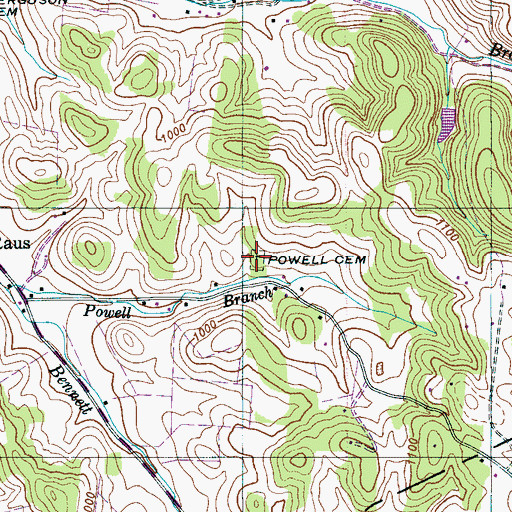 Topographic Map of Powell Cemetery, TN