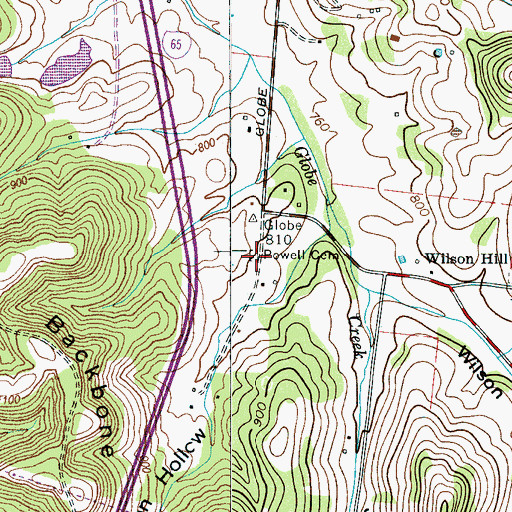 Topographic Map of Powell Cemetery, TN