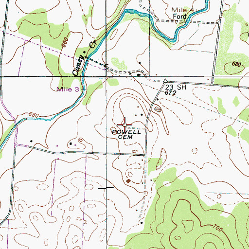 Topographic Map of Powell Cemetery, TN