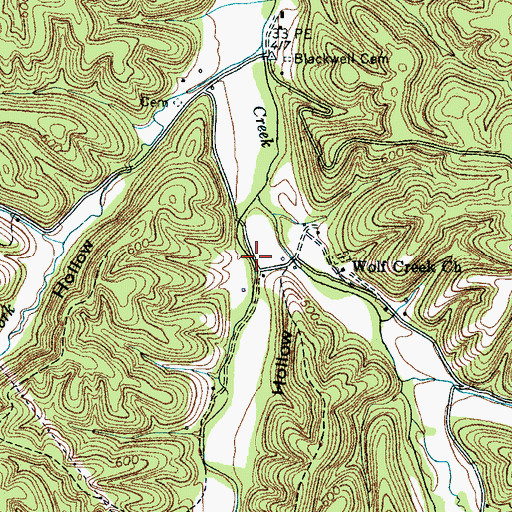 Topographic Map of Powell Hollow, TN