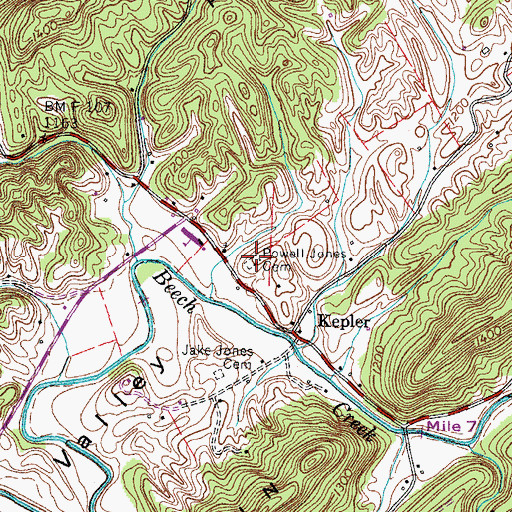 Topographic Map of Powell Jones Cemetery, TN