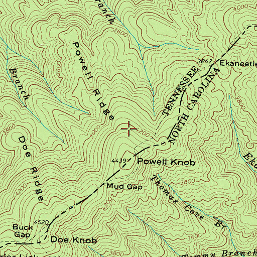 Topographic Map of Powell Ridge, TN