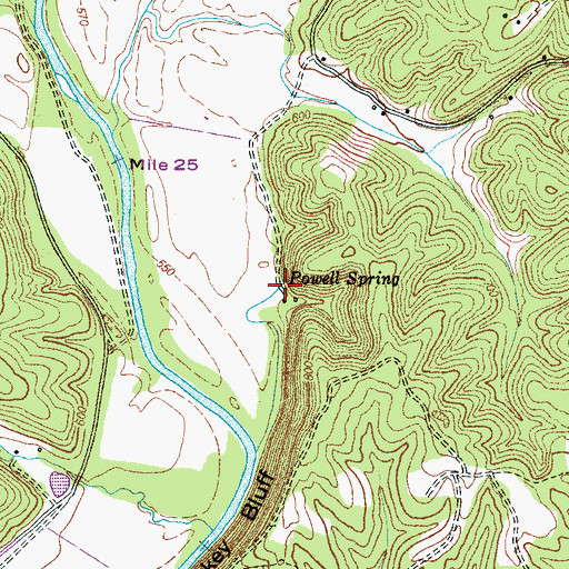 Topographic Map of Powell Spring, TN