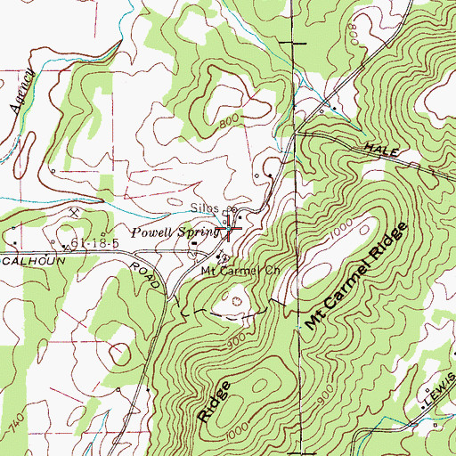 Topographic Map of Powell Spring, TN
