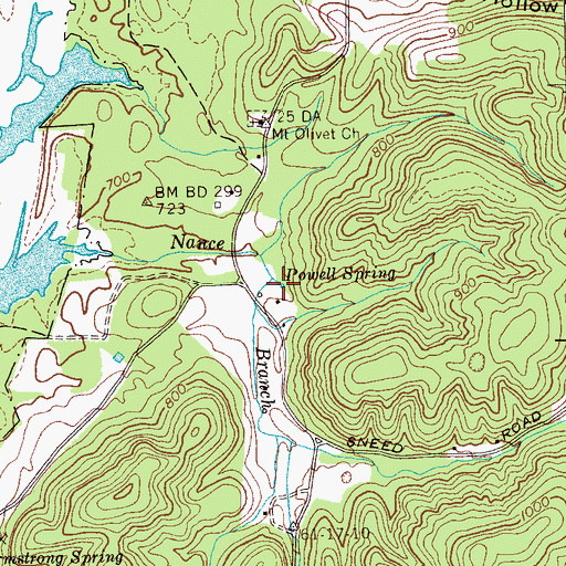 Topographic Map of Powell Spring, TN