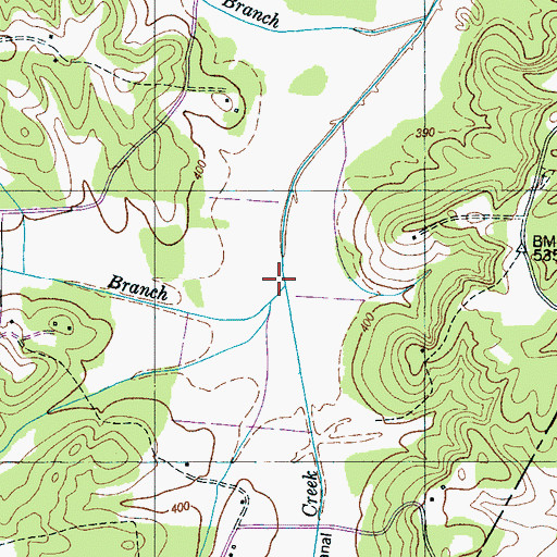 Topographic Map of Powers Branch, TN
