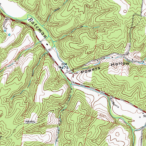 Topographic Map of Powers Hollow, TN