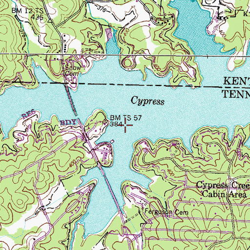 Topographic Map of Prairie Branch, TN