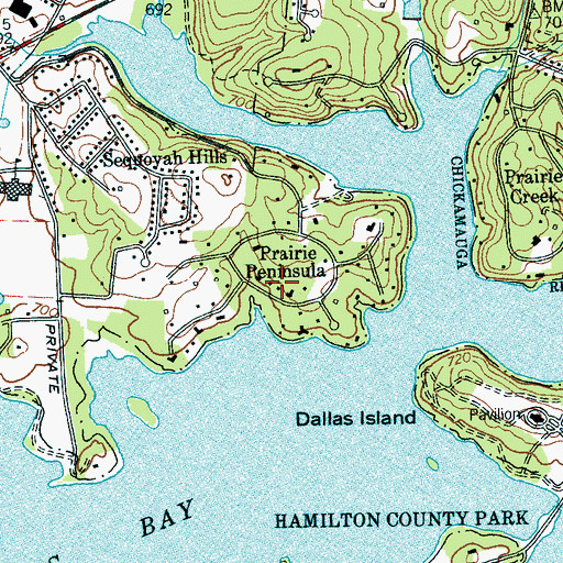 Topographic Map of Prairie Peninsula, TN