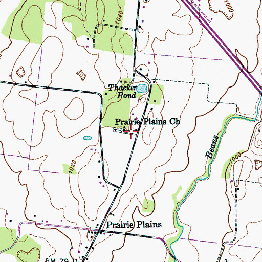 Topographic Map of Prairie Plains Church, TN