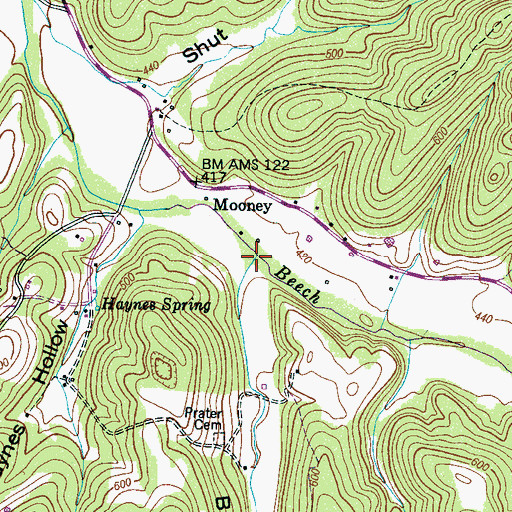 Topographic Map of Prater Branch, TN