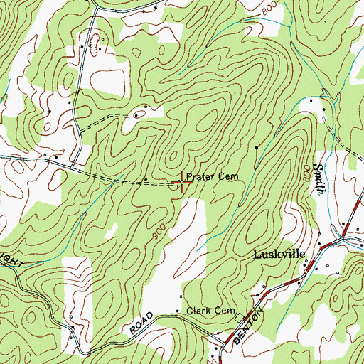 Topographic Map of Prater Cemetery, TN