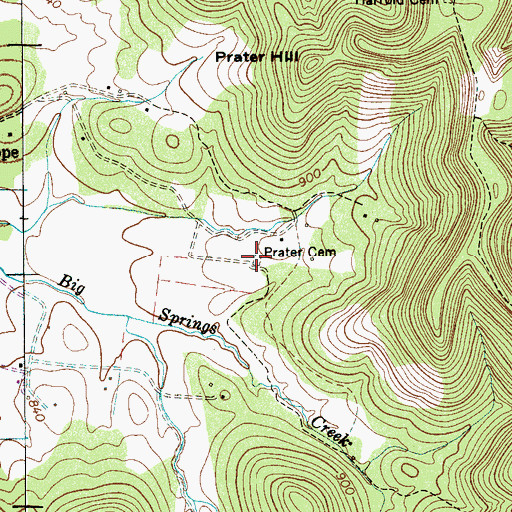 Topographic Map of Prater Cemetery, TN