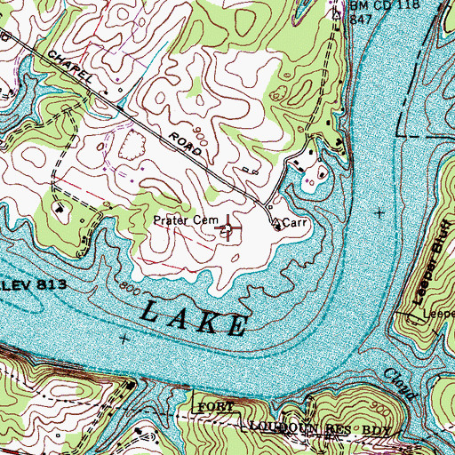 Topographic Map of Prater Cemetery, TN