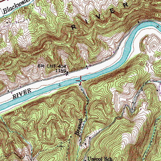 Topographic Map of Pratt Branch, TN