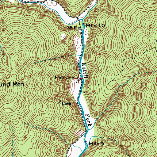 Topographic Map of Pratt Cemetery, TN