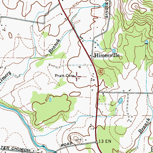 Topographic Map of Pratt Cemetery, TN