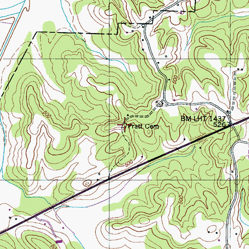 Topographic Map of Pratt Cemetery, TN