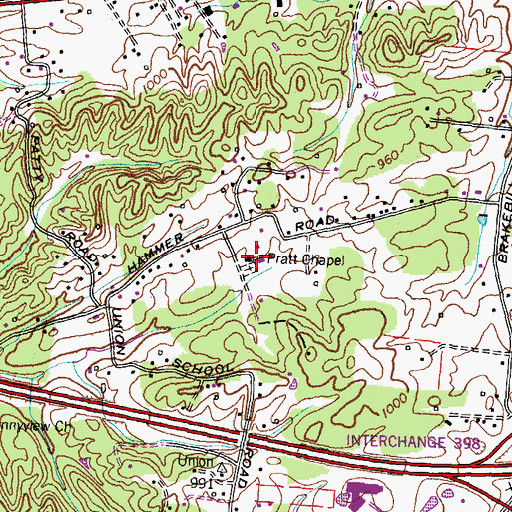 Topographic Map of Pratt Chapel, TN