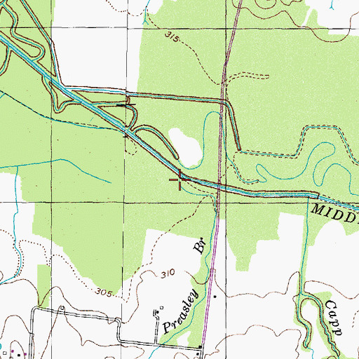 Topographic Map of Preasley Branch, TN