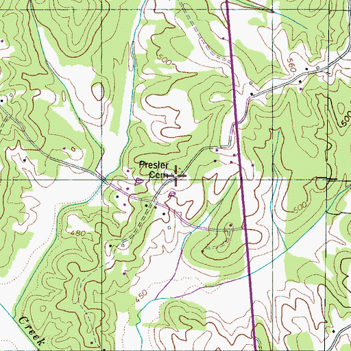 Topographic Map of Presler Cemetery, TN