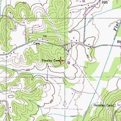 Topographic Map of Presley Cemetery, TN