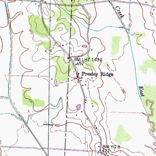 Topographic Map of Presley Ridge, TN