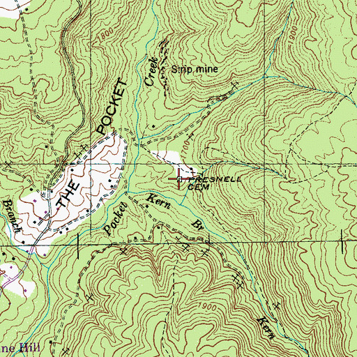 Topographic Map of Presnell Cemetery, TN