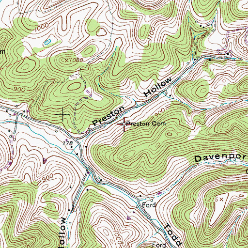 Topographic Map of Preston Cemetery, TN