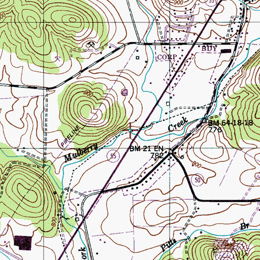 Topographic Map of Price Branch, TN