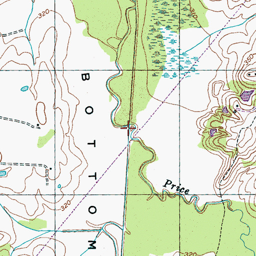 Topographic Map of Price Branch, TN