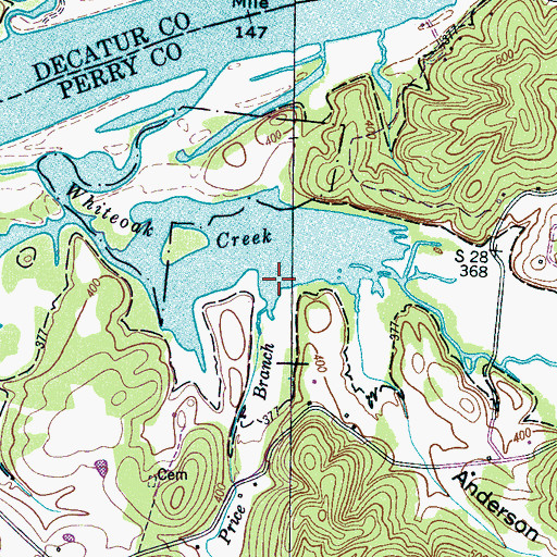 Topographic Map of Price Branch, TN