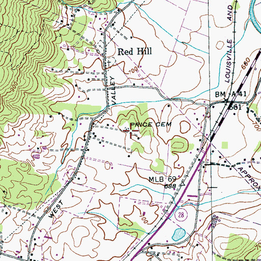 Topographic Map of Price Cemetery, TN