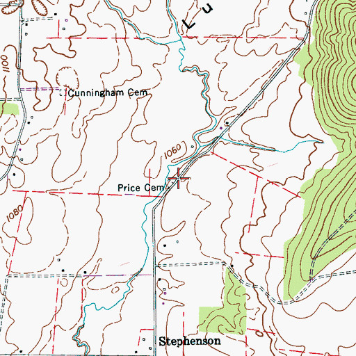 Topographic Map of Price Cemetery, TN